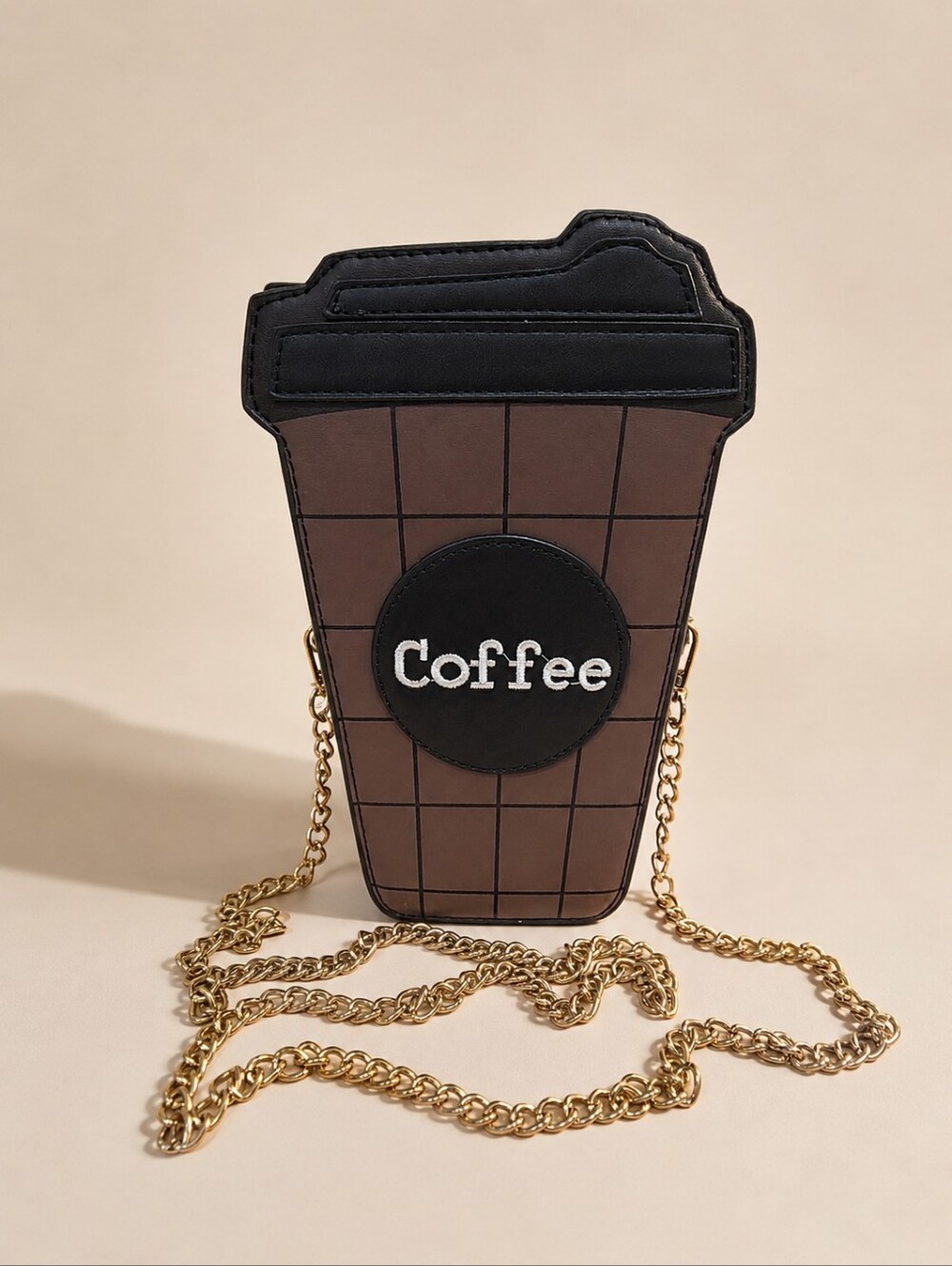 Novelty Coffee Cup Crossbody Bag - Brown & Black